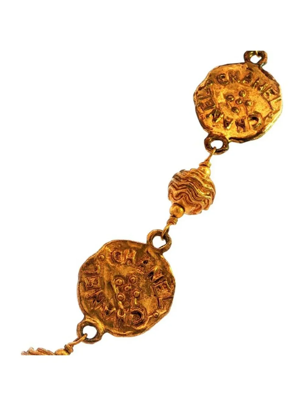 Chanel CC Logo Coin Motif Pendant Alloy Plated Gold